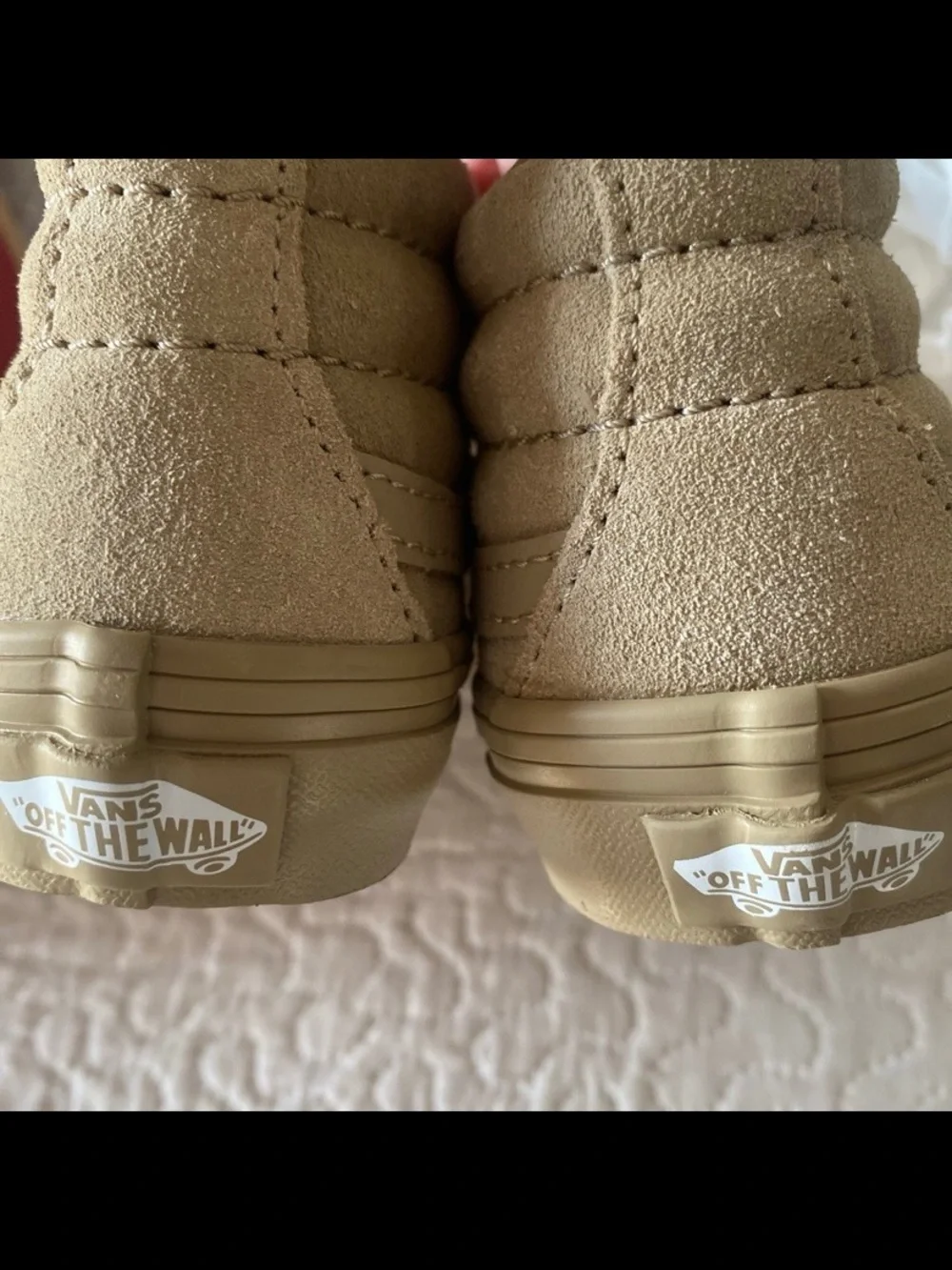 Vans Kids High-Top Velcro Sneakers in Beige
